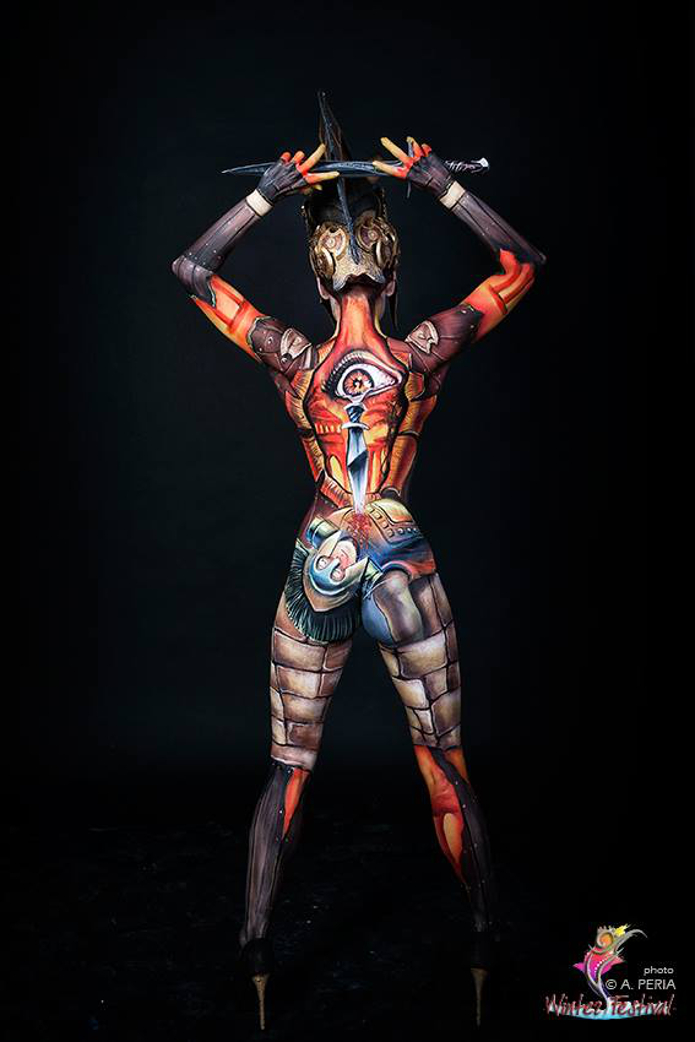  Body Art Winter Festival, Verona 2015. Artiste: Giusy Campolungo e Lucia Postacchini. Modella: Vitaliya Abramova. “Body Painting – Pennello e spugna”, primo posto. Foto Marco Tosi.