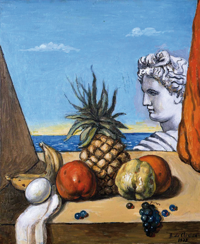 Giorgio de Chirico, Frutta con busto di Apollo