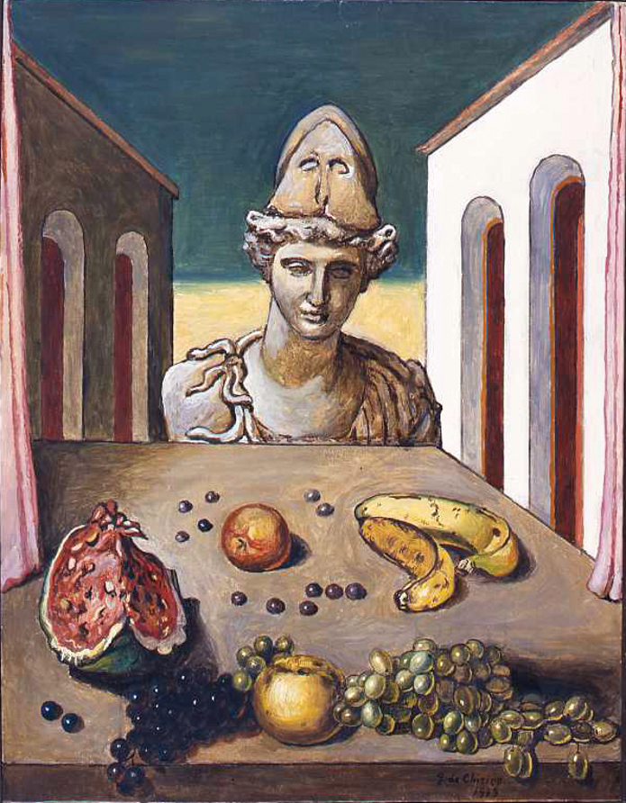 Giorgio de Chirico, Vita silente metafisica con busto di Minerva
