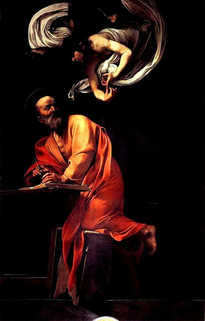 Caravaggio, San Matteo e l'angelo, 1599-1600, Cappella Contarelli, San Luigi dei Francesi, Roma