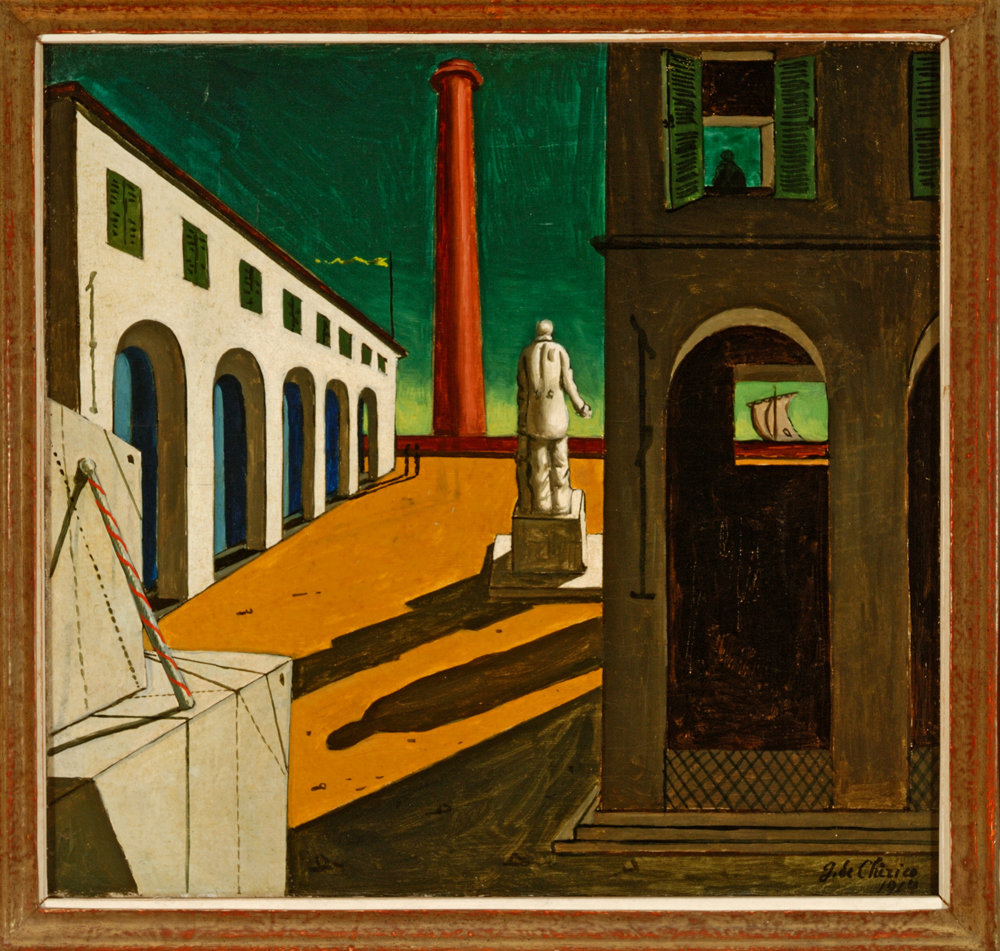 Giorgio de Chirico, Enigma della partenza, anni trenta Olio su tela, 38,3 x 41 cm, Fondazione Magnani-Rocca, Mamiano di Traversetolo (Parma) © Giorgio de Chirico, by SIAE 2026