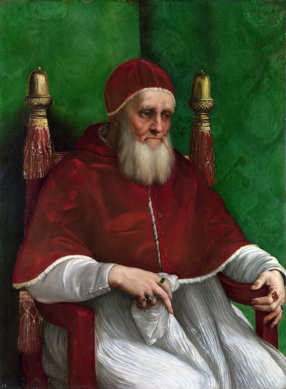 Raffaello Sanzio, Ritratto di Giulio II, National Gallery, Londra (Wikipedia pubblico dominio)